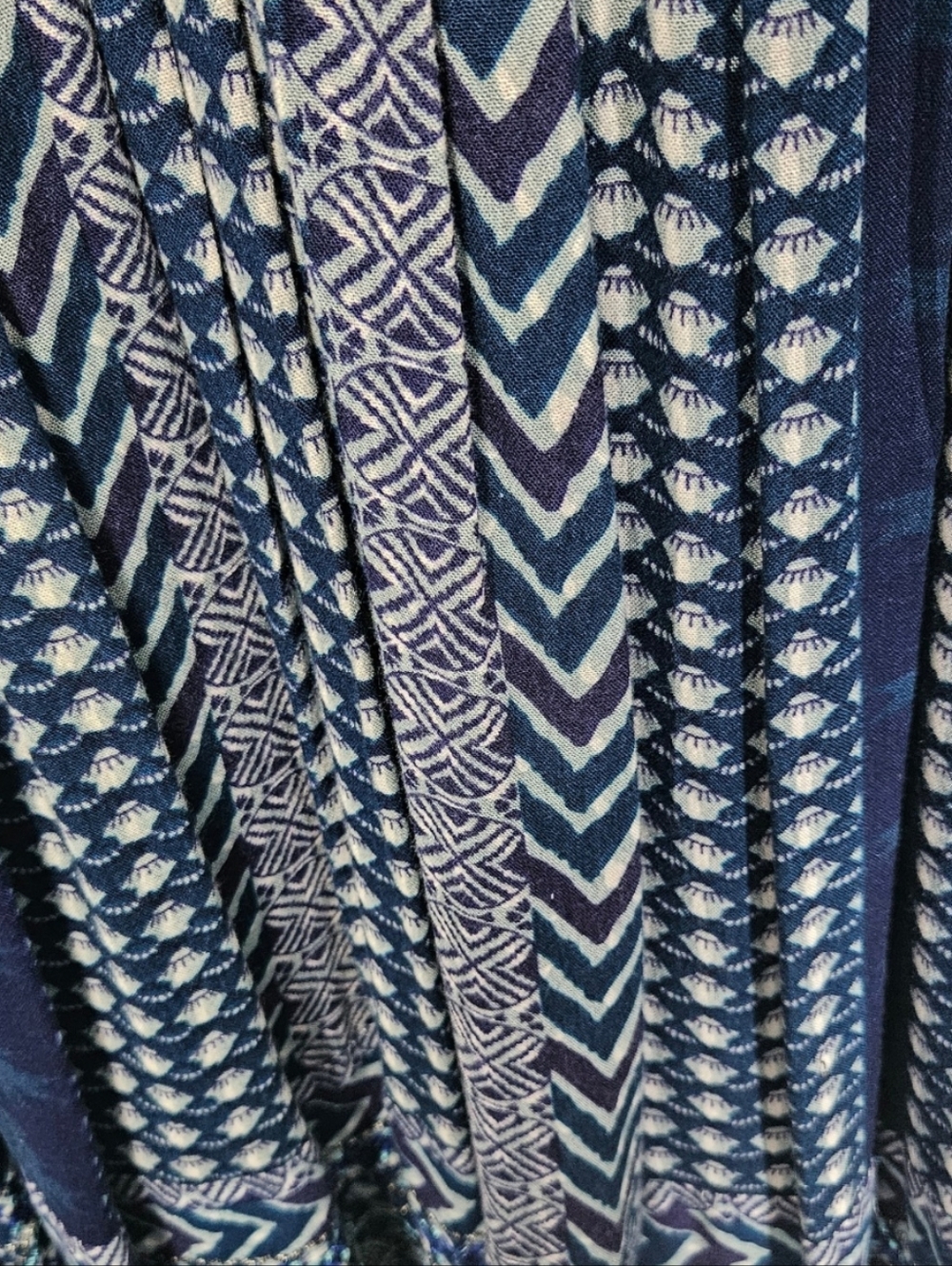 Anthropologie Akemi + Kim Blue Printed V-Neck Long Sleeve Batik Dress, Large - Picture 6 of 11